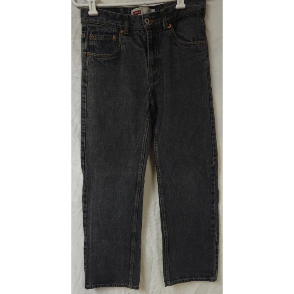 Vtg Levi's 550 Boys 16 Regular 28x28 Black Wash Relaxed Fit Red Tab Denim Jeans